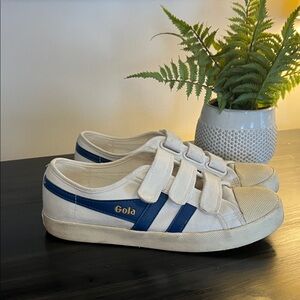 Gola Kids Cream and Blue Velcro Sneakers